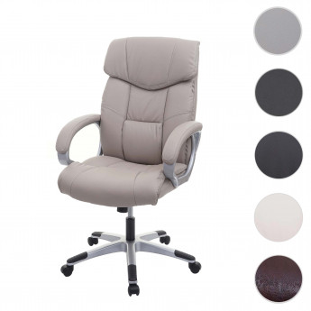 Chaise de bureau HWC-A71, siège de direction pivotant, simili cuir - café-brun