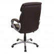 Chaise de bureau HWC-A71, siège de direction pivotant, simili cuir - café-brun