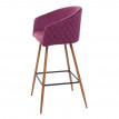 2x tabouret de bar HWC-D72, chaise bar/comptoir, avec dossier, tissu - velours, couleur rouge-bordeaux