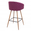 2x tabouret de bar HWC-D72, chaise bar/comptoir, avec dossier, tissu - velours, couleur rouge-bordeaux