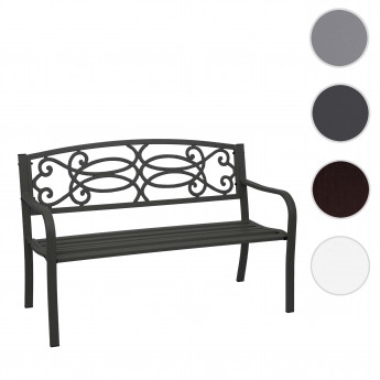 Banc de jardin HWC-F44, banc du parc, 2 places, acier thermolaqué - bronze vintage