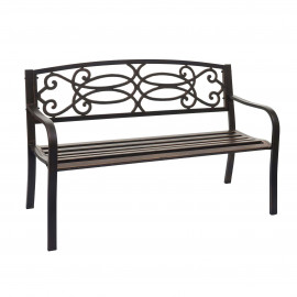 Banc de jardin HWC-F44, banc du parc, 2 places, acier thermolaqué - bronze vintage