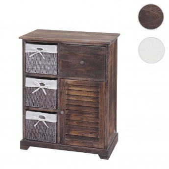 Commode HWC-H21, armoire à tiroirs, tiroir panier en bois massif 80x60x30cm - blanc miteux