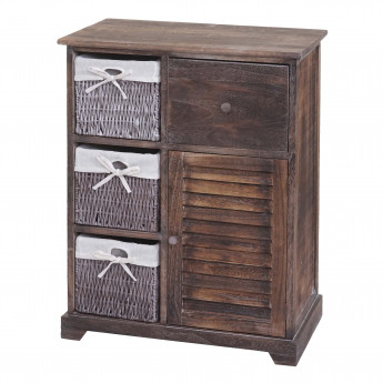 Commode HWC-H21, armoire à tiroirs, tiroir panier en bois massif 80x60x30cm - brun miteux