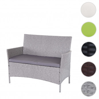 Banc de jardin Halden en polyrotin - marron tacheté, coussin noir