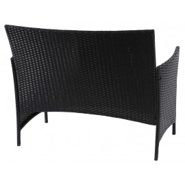 Banc de jardin Halden en polyrotin - noir, coussin terre cuite