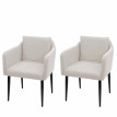 2x Chaise de salle à manger HWC-H93, chaise de cuisine chaise longue - tissu/textile crème-beige
