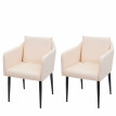 2x chaise de salle à manger HWC-H93, chaise de cuisine chaise longue - similicuir crème-beige