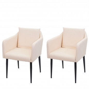 2x chaise de salle à manger HWC-H93, chaise de cuisine chaise longue - similicuir crème-beige