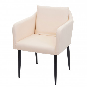 Chaise de salle à manger HWC-H93, chaise de cuisine chaise longue - similicuir crème-beige