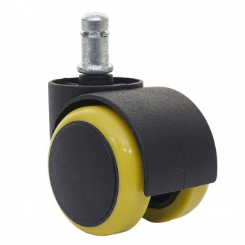 5x roulettes pour sol dur HWC-H86, roulettes pour chaise de bureau, 150kg capacité de charge 50mm - jaune