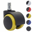 5x roulettes pour sol dur HWC-H86, roulettes pour chaise de bureau, 150kg capacité de charge 50mm - jaune