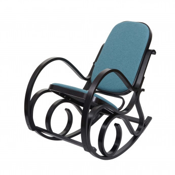 Fauteuil à bascule M41, fauteuil TV, bois massif - Aspect noyer, tissu/textile vert