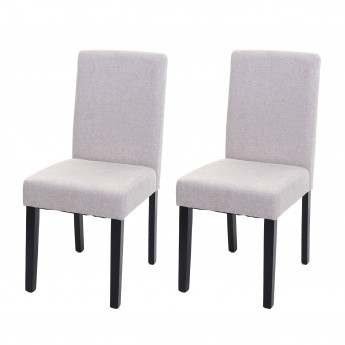 2x chaise à manger chaise de cuisine Littau - textile, beige crème, pieds foncés