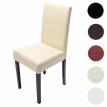 Chaise de salle à manger Littau, chaise de cuisine, cuir - crème, pieds foncés