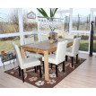 Chaise de salle à manger Littau, chaise de cuisine, cuir - crème, pieds foncés