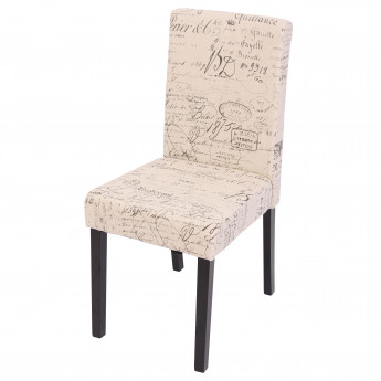 Chaise de salle à manger Littau, chaise de cuisine, tissu/textile - crème d'écriture, pieds foncés