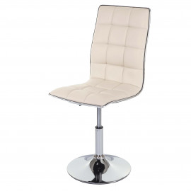 Chaise de salle à&nbsp; manger HWC-C41, chaise de cuisine, pivotante et réglable en hauteur, similicuir - crème