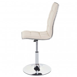 Chaise de salle à&nbsp; manger HWC-C41, chaise de cuisine, pivotante et réglable en hauteur, similicuir - crème