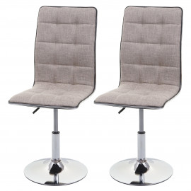 2x chaise de salle à manger HWC-C41, chaise de cuisine, tissu/textile - gris crème