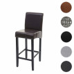 Tabouret de bar HWC-C33, tabouret de comptoir, bois - gris mat, pieds clair, similicuir