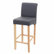 Tabouret de bar HWC-C33, tabouret de comptoir, bois - gris mat, pieds clair, similicuir