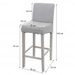 Tabouret de bar HWC-C33, tabouret de comptoir, bois - gris mat, pieds clair, similicuir