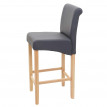 Tabouret de bar HWC-C33, tabouret de comptoir, bois - gris mat, pieds clair, similicuir