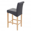 Tabouret de bar HWC-C33, tabouret de comptoir, bois - gris mat, pieds clair, similicuir