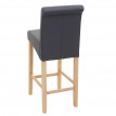 Tabouret de bar HWC-C33, tabouret de comptoir, bois - gris mat, pieds clair, similicuir