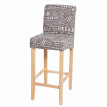 Tabouret de bar HWC-C33, tabouret de comptoir, bois - écriture, gris, pieds clairs, tissu/textile