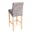 Tabouret de bar HWC-C33, tabouret de comptoir, bois - écriture, gris, pieds clairs, tissu/textile
