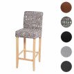 Tabouret de bar HWC-C33, tabouret de comptoir, bois - écriture, gris, pieds clairs, tissu/textile