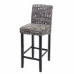 Tabouret de bar HWC-C33, tabouret de comptoir, bois - écriture, gris, pieds foncés, tissu/textile