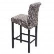 Tabouret de bar HWC-C33, tabouret de comptoir, bois - écriture, gris, pieds foncés, tissu/textile