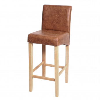 Tabouret de bar HWC-C33, tabouret de comptoir, bois - imitation daim, pieds clairs, tissu/textile