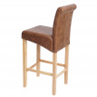 Tabouret de bar HWC-C33, tabouret de comptoir, bois - imitation daim, pieds clairs, tissu/textile
