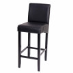 Tabouret de bar HWC-C33, tabouret de comptoir, bois - noir mat, pieds foncés, similicuir