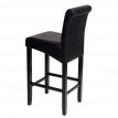 Tabouret de bar HWC-C33, tabouret de comptoir, bois - noir mat, pieds foncés, similicuir