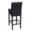 Tabouret de bar HWC-C33, tabouret de comptoir, bois - noir mat, pieds foncés, similicuir
