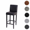 Tabouret de bar HWC-C33, tabouret de comptoir, bois - noir mat, pieds foncés, similicuir