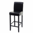 Tabouret de bar HWC-C33, tabouret de comptoir, bois - brun, pieds foncés, cuir