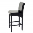 Tabouret de bar HWC-C33, tabouret de comptoir, bois - brun, pieds foncés, cuir