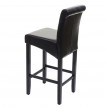 Tabouret de bar HWC-C33, tabouret de comptoir, bois - brun, pieds foncés, cuir