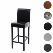 Tabouret de bar HWC-C33, tabouret de comptoir, bois - brun, pieds foncés, cuir