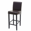 Tabouret de bar HWC-C33, tabouret de comptoir, bois - brun, pieds foncés, cuir