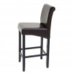 Tabouret de bar HWC-C33, tabouret de comptoir, bois - brun, pieds foncés, cuir