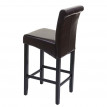 Tabouret de bar HWC-C33, tabouret de comptoir, bois - brun, pieds foncés, cuir
