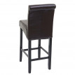 Tabouret de bar HWC-C33, tabouret de comptoir, bois - brun, pieds foncés, cuir