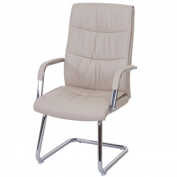 Chaise de conférence HWC-A49, chaise visiteur cantilever, similicuir - crème